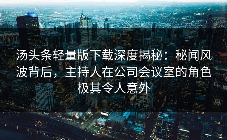 汤头条轻量版下载深度揭秘：秘闻风波背后，主持人在公司会议室的角色极其令人意外