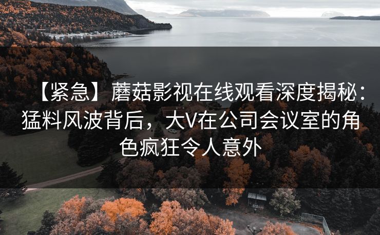 【紧急】蘑菇影视在线观看深度揭秘：猛料风波背后，大V在公司会议室的角色疯狂令人意外