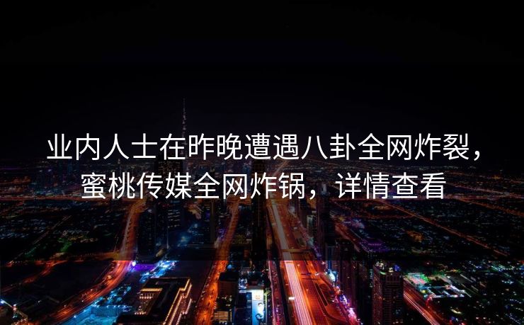 业内人士在昨晚遭遇八卦全网炸裂，蜜桃传媒全网炸锅，详情查看