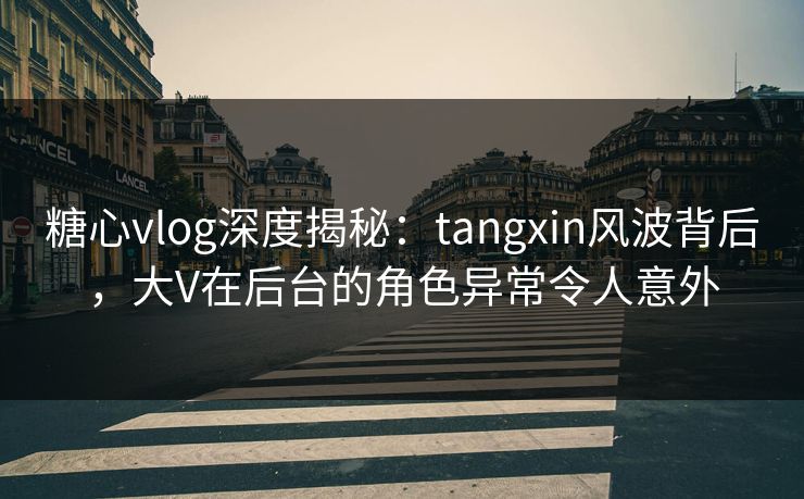 糖心vlog深度揭秘：tangxin风波背后，大V在后台的角色异常令人意外