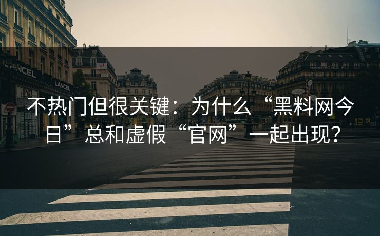 不热门但很关键：为什么“黑料网今日”总和虚假“官网”一起出现？