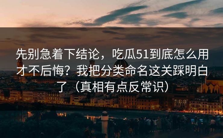 先别急着下结论，吃瓜51到底怎么用才不后悔？我把分类命名这关踩明白了（真相有点反常识）
